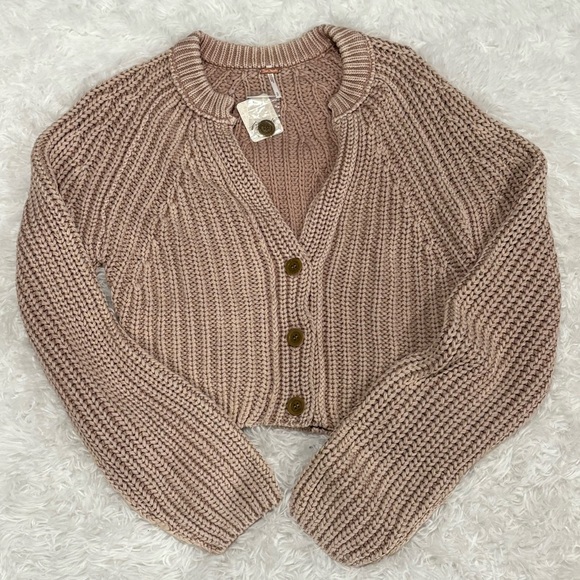 Free People Beige Knit Cardigan Sweater - Picture 2 of 4
